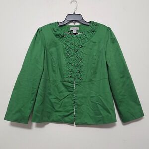 Birch Hill Women's Jacket Blazer XL/16 Green Long Sleeves 1044